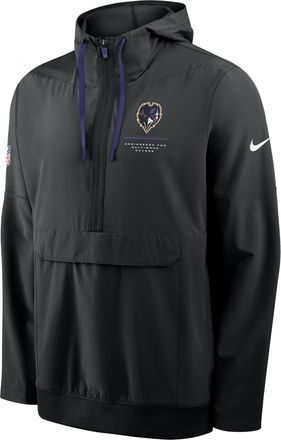 Nike Baltimore Ravens Sideline Anorak Nike Mens NFL 1/2-Zip Hooded Jacket in Black | 03AT049Y8G-EKU