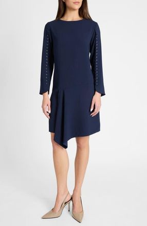Santorelli Essie Shift Dress with Grommet Detail in Soft Crepe in Midnight at Nordstrom, Size 12