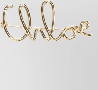 Chlo&eacute; script logo metal brooch pin design