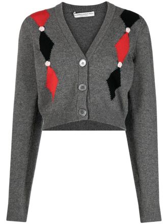 Alessandra Rich Cardigan a fiori - Grigio