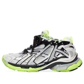 Balenciaga Runner Sneakers White Black and Neon Yellow Mesh and Nylon 677403W3RBP1093