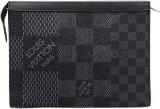 Louis Vuitton Black Gray Leather Pochette Shoulder Bag (Pre-Owned)