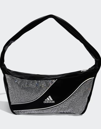 adidas Originals Borsa da spalla piccola nera con strass-Nero