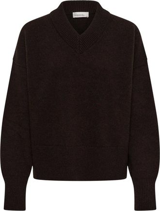 MY ESSENTIAL WARDROBE V-hals gebreid - Dames - Truien - Bruin - Maat: Xs/S