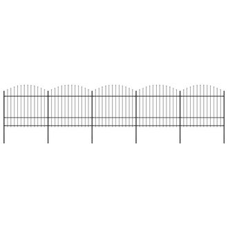Berkfield Home Garden Fence with Spear Top Steel (1.5-1.75)x8.5 m Black