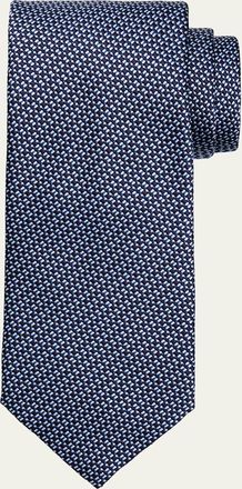Brioni Mens Micro-Jacquard Silk and Cotton Tie