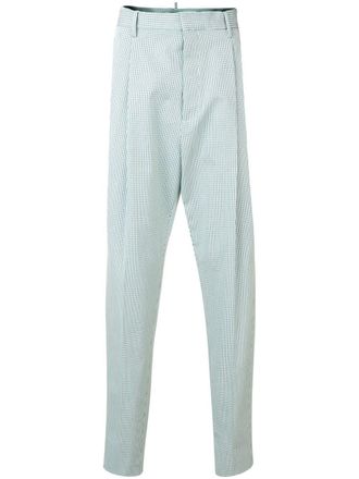 Dsquared2 checked high waist trousers - men - Polyester/Spandex/Elastane/Polyamide/Cotton - 46 - Green