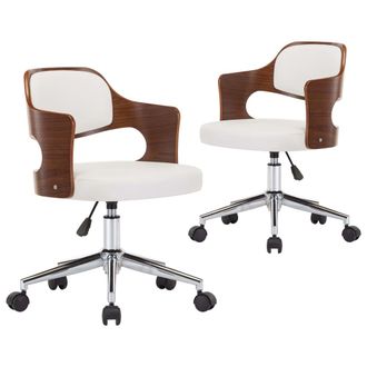 vidaXL Vidaxl - Sedie Da Pranzo Girevoli 2 Pz Bianche Legno Curvo E Similpelle