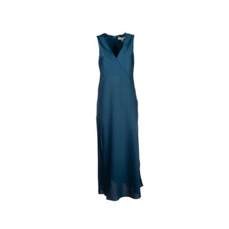 Michael Kors Satin Midi Jurk - Dames - Avondkleed - Blauw - S - Polyester - Kleedjes