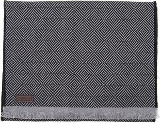 Canali Geometrische Fantasie Wollen Sjaal - Heren - Wintersjaals - Grijs - ONE Size - Wol - Accessoires