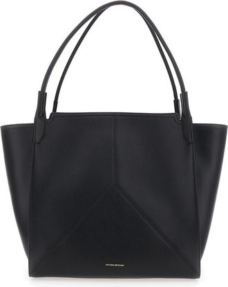 Victoria Beckham victoria Black Handbag With V Stitching On The Front And Embossed Logo Lettering On The Front In Leather Woman