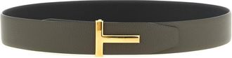 Tom Ford Olive Green T Buckle Reversible Belt