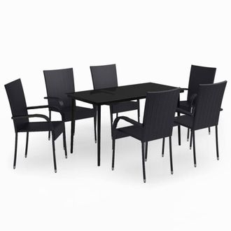 Berkfield Home 7 Piece Garden Dining Set Black