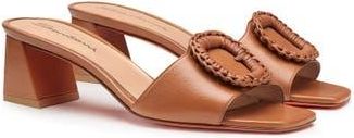 Santoni Womens leather mid-heel sandal in Brown at Nordstrom, Size 7.5