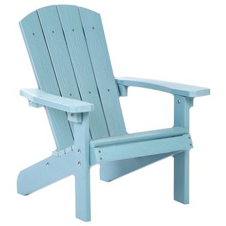 Beliani Silla De Jard&iacute;n Infantil Para Ni&ntilde;os De Madera Pl&aacute;stica De Exterior Azul Claro Adirondack