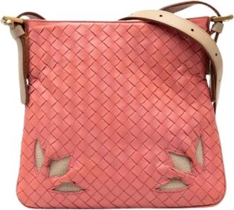 Bottega Veneta Pre-owned Woven Leather Crossbody Bag - Dames - Vintage Schoudertas - Roze - ONE Size - Leer - Vintage