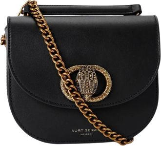 Kurt Geiger Zwarte Chelsea Saddle Tas - Dames - Schoudertassen - Zwart - ONE Size - Leer - Tassen