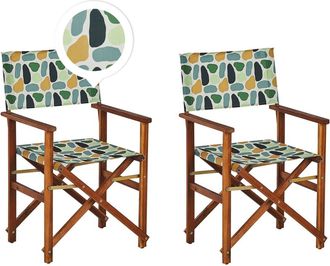 Beliani Conjunto de 2 sillas de jard&iacute;n Madera de acacia Multicolor