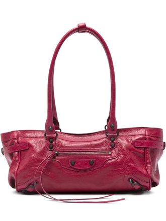 Balenciaga studded shoulder bag - women - Cotton/Lambskin - OS - Pink