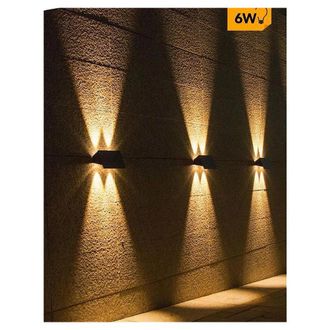 Trade Shop Trade Shop - Applique Biemissione Led Lampada Solare Parete Ip65 Luce 3000k 6500k Nero Yh0616