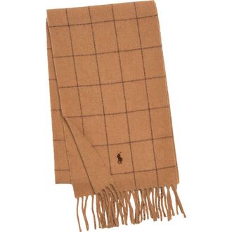 Polo Ralph Lauren Reversible Windowpane Scarf in Camel/teak at Nordstrom