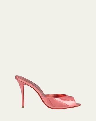 Christian Louboutin 100mm Me Dolly Metallic Leather Slide Sandals