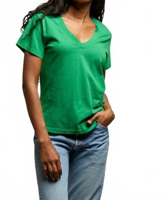 perfectwhitetee Hendrix Boxy V-Neck Tee In Grass