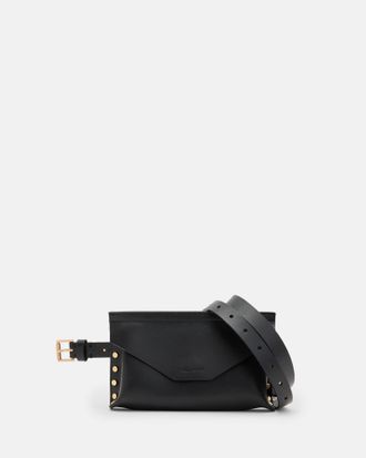 AllSaints Cow Leather Eden Studded Leather Bag Belt, Size: L/XL