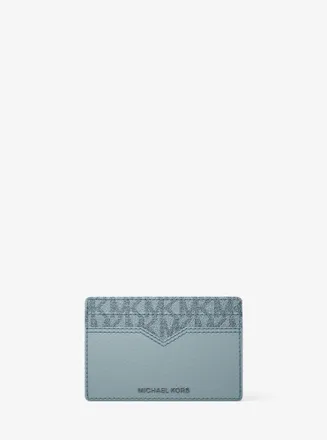 Michael Kors Hudson Pebbled Leather and Signature Logo Money Clip Card Case