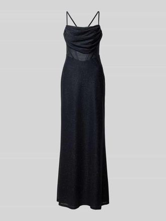 Vera Mont Abendkleid mit Wasserfall-Ausschnitt in Dunkelblau, Gr&ouml;&szlig;e 44