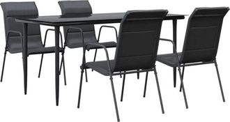 vidaXL Juego De Comedor Para Jard&iacute;n 5 Piezas Acero Y Textilene Negro Vidaxl