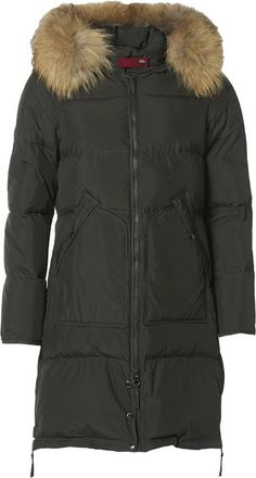Danwear Stijlvolle legerjas met echt bont - Dames - Dons jassen - Groen - L - Leer - Jassen