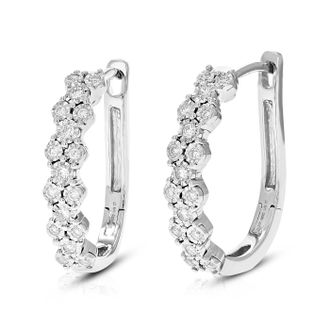 Vir Jewels 1/4 cttw Lab Grown Diamond Hoops Earrings in Sterling Silver With Clip On Backs For Women