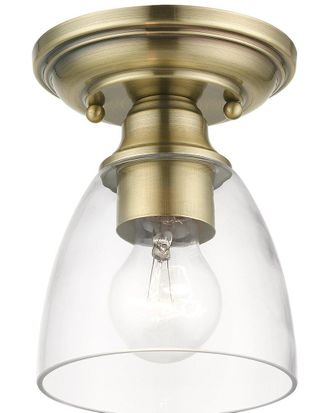 Livex Lighting 1 Light Antique Brass Petite Semi-Flush