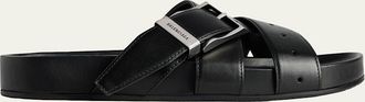 Balenciaga Mens Belt Leather Mule Sandals