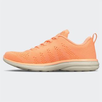 Athletic Propulsion Labs Womens Techloom Breeze Sneaker In Neon Peach/pristine