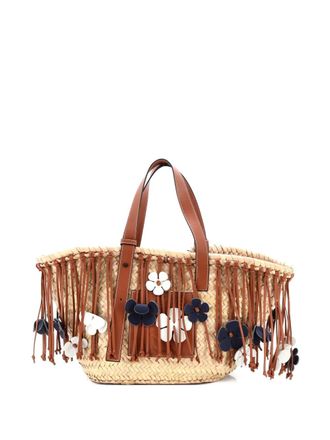 Loewe Basket Fringe Raffia Medium tote bag - Bruin