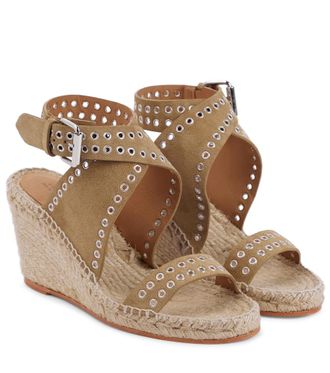 Isabel Marant Iriane studded suede espadrille wedges