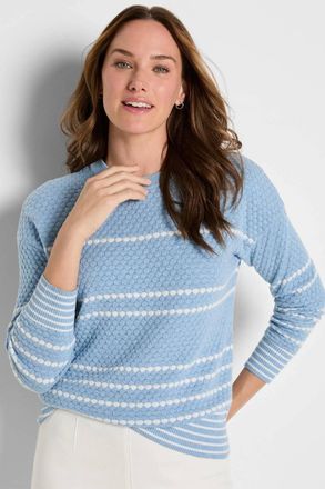 Nic+Zoe Circle Around Sweater In Blue Multi