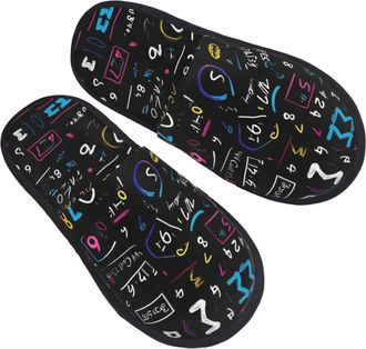 Generic Comfortable Fluffy Slipper Math Formula print Mens Slipper Warm Womens Slippers for Travel Bedroom Ladies M