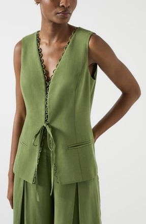 L.k. Bennett Frances Scallop Trim Vest in Leaf at Nordstrom Rack, Size 10 Us / 14 Uk