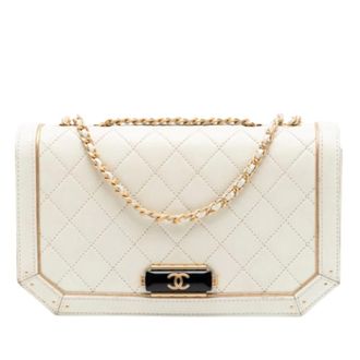 Chanel Pre-owned Flap Schoudertas - Dames - Pre-owned - Beige - Maat: ONE Size Leer