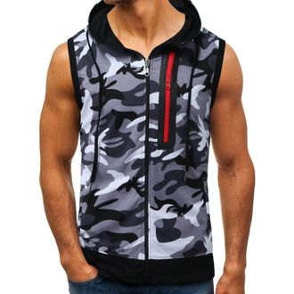 Generic Mens Workout Hoodies Tank Top Mens Sleeveless Gym Vests Zip Hoodies Mens Workout Hooded Tank Tops Gym Tank Top Quick-Dry Sports Vest