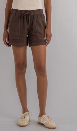 Kut from the Kloth Katana Drawstring Linen Blend Shorts in Chocolate at Nordstrom, Size X-Large