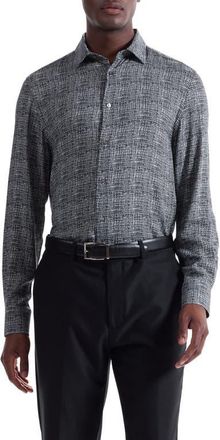 Bugatchi Julian Shaped Fit Pebble Print EcoVero Viscose Button-Up Shirt in Black at Nordstrom, Size Xx-Large