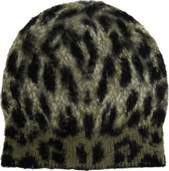 Laneus Accessoires, Heren, Groen, ONE Size, Wol, Dierenprint Muts