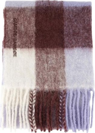 Sams&oslash;e & Sams&oslash;e plaid fringed scarf - Purple
