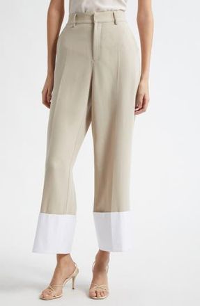 Cinq &agrave; Sept Mesa Wide Cuff Pants in Khaki/White at Nordstrom Rack, Size 12