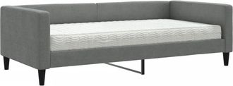 vidaXL Sofá cama con colchón tela gris oscuro 100x200 cm Vidaxl