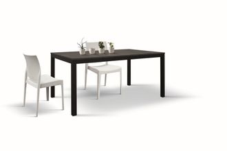 Konte Design Mesa de madera, acabado acero y metal antracita 110x70-160x70